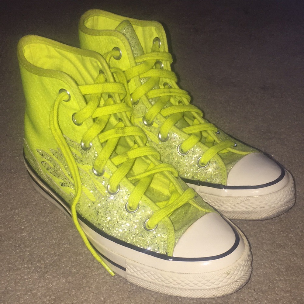 Converse Chuck Taylor Neon Yellow Glitter Flame